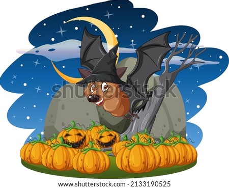 A bat in halloween theme illustration
