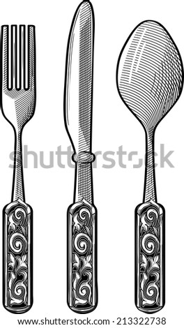Ornate cutlery set