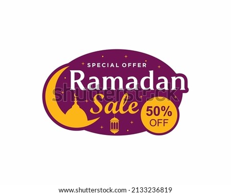 Ramadan sale label badge banner template design background