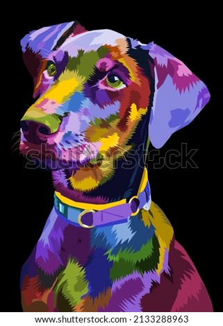 colorful cute dog on pop art geometric . Polygonal Animals.
