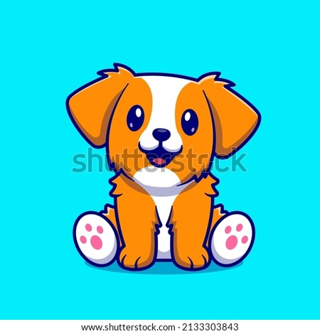 Cute Dog Sitting Cartoon Vector Icon Illustration. Animal Nature Icon Concept Isolated Premium Vector. Flat Cartoon Style