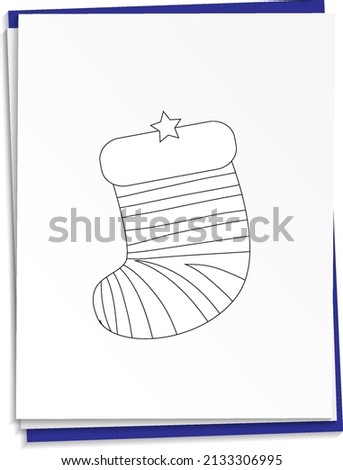 Hand drawn sock on paper  illustration