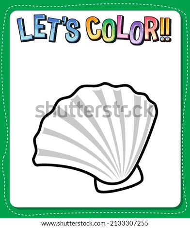 Worksheets template with let’s color!! text and scallop outline illustration