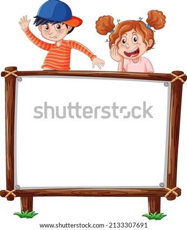 Board template with happy kids illustration