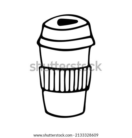 Hand drawn doodle coffee cup. Vector paper cup. Outline.