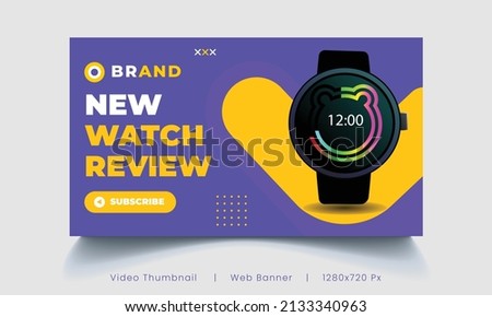 Best smart watch video thumbnail or web banner template. Customizable web banner template and thumbnail. Video cover photo fully editable for social media Royalty-Free Stock Photo #2133340963