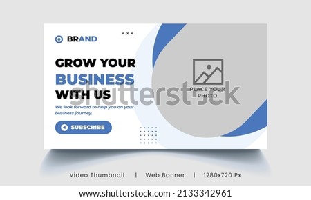 Editable video thumbnail design. Customizable web banner template and thumbnail. Video cover photo fully editable for social media Royalty-Free Stock Photo #2133342961