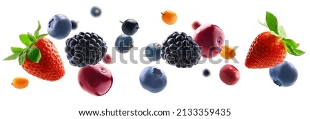 Many different berries in the form of a frame on a white background Royalty-Free Stock Photo #2133359435