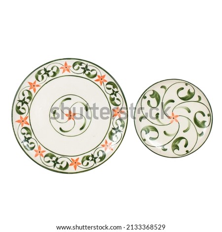 Seamless colorful pattern on plate. Vintage decorative element.
