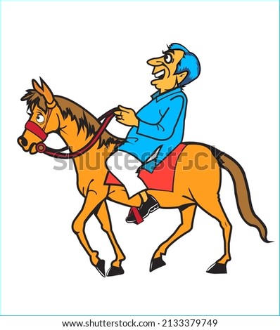 One is riding a horse. jpg clip art illustration.