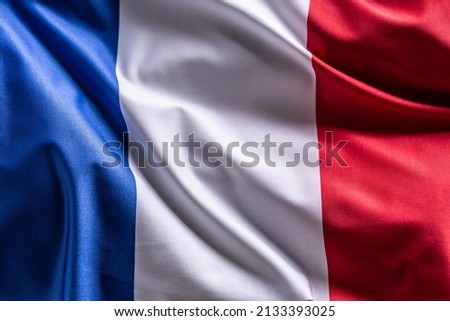 Waving flag of France. National symbol of country and state.