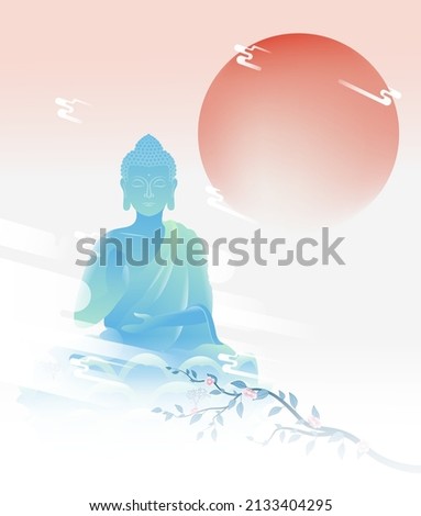 Vesak Day Creative Concept for Card or Banner. Vesak Day is a holy day for Buddhists. Happy Buddha Day with Siddhartha Gautama Statue Design Vector Illustration Royalty-Free Stock Photo #2133404295