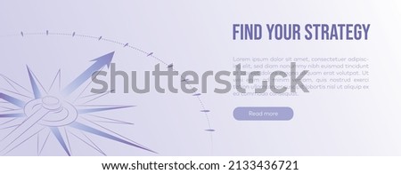Compass illustration in web banner with business strategy concept in soft purple gradient design