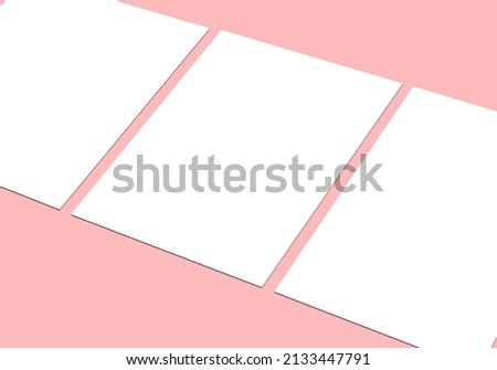 Realistic A4 pages mockup design, Blank sheet paper mockup stand. Flat lay top view a4 page. Top view mockup design. Blank paper folder mockup with background. Template for presentation or A4 design c