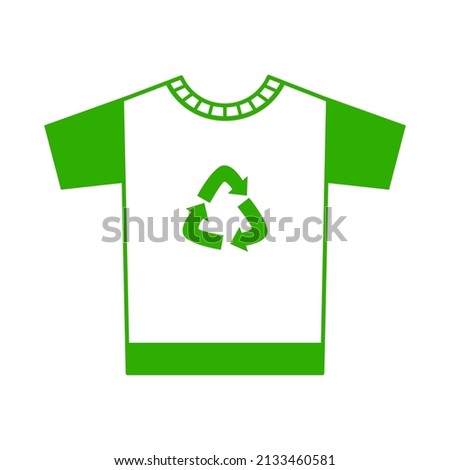 Abstract green t-shirt icon for web design with recycle sign. Arrow vector icon. Global recycling. Modern design. Vector drawing isolated on white background