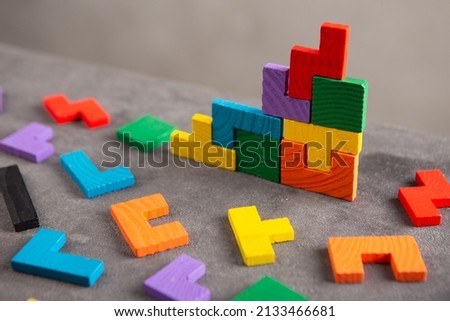 Creative idea solution - business concept, jigsaw puzzle close up. Leadership and teamwork strategy success. Royalty-Free Stock Photo #2133466681