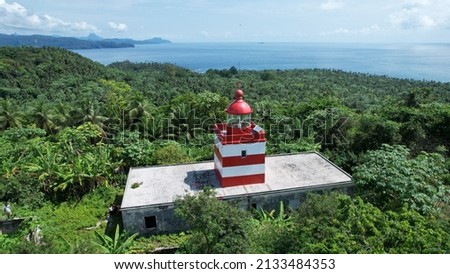 Aerial view from Light house at Ilheu das Rolas at Sao Tome e Principe,Africa Royalty-Free Stock Photo #2133484353