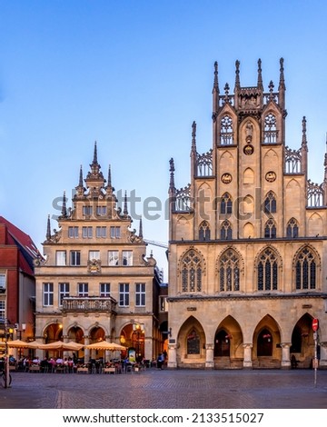 Town hall and Principal Market in Muenster, Germany  Royalty-Free Stock Photo #2133515027