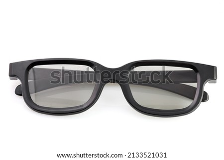 Plastic 3D glasses isolated on white background. Close up