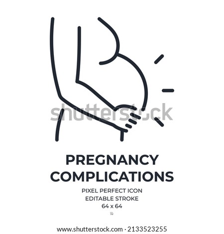 Pregnancy complications concept editable stroke outline icon isolated on white background flat vector illustration. Pixel perfect. 64 x 64. Royalty-Free Stock Photo #2133523255