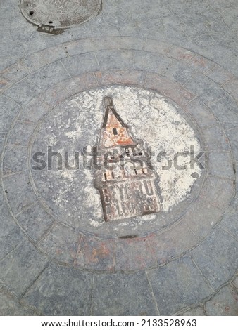 Istanbul - March 11, 2021: sewer manhole in Istanbul with a picture of the Galata Tower