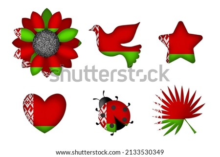 Peace symbols in colors of national flag. Concept clip art on white background. Belarus