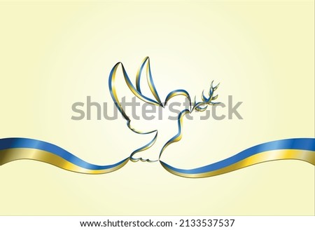 Ukrainian Flag Ribbons Forming A Dove Of Peace