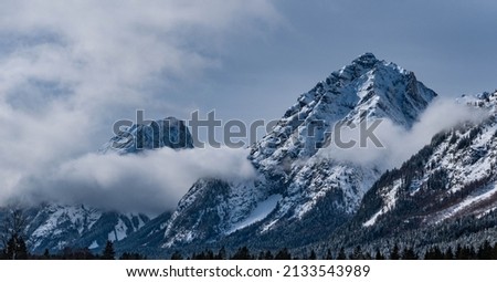 Leutasch, Tirol, Austria- 02.03.2022: Peak of Öfelekopf, winter Alps landscape.