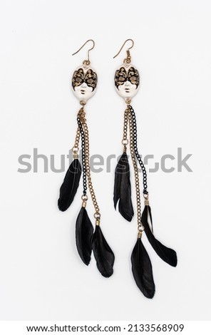 Bright modern fashion jewelry earrings presented for display or sale . High quality photo