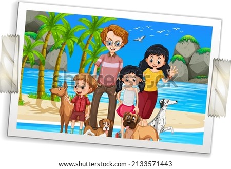 Photo of happy family on vacation  illustration