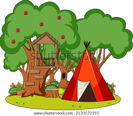 A simple house in nature background illustration
