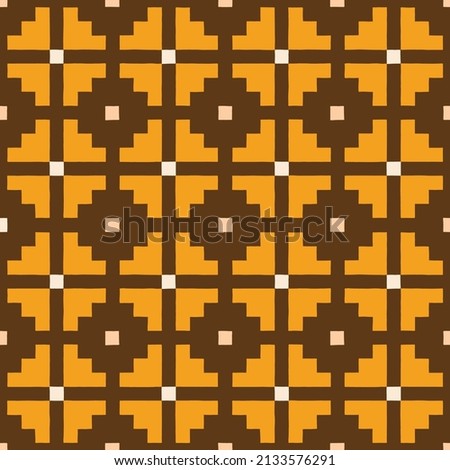 Hand Drawn Earthy Tones Tribal Vector Seamless Pattern. Navajo Graphic Print. Aztec Geometric Background. Ethnic Boho Design perfect for Textiles, Fabric Royalty-Free Stock Photo #2133576291