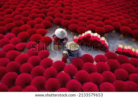 Quang Phu Cau village in Hanoi is famous for its century-old craft of making incense Royalty-Free Stock Photo #2133579653