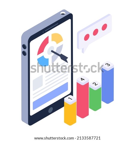 Mobile bitcoin analytics an isometric style icon is visually perfect 

