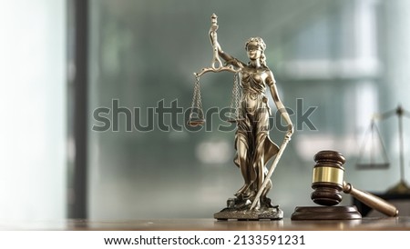 The Statue of Justice - lady justice or Iustitia  Justitia the Roman goddess of Justice. Royalty-Free Stock Photo #2133591231
