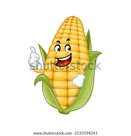 Vector mascot, cartoon and illustration of a corn giving thumb up