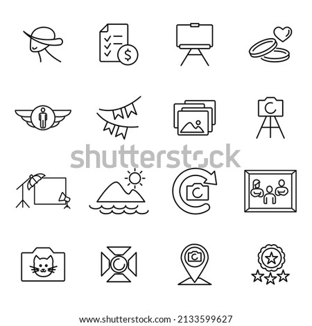Photographer icons set . Photographer pack symbol vector elements for infographic web
