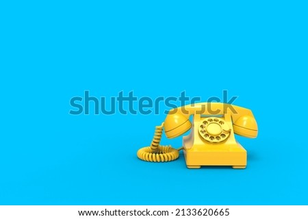 Vintage golden telephone arrangement on sky blue background Royalty-Free Stock Photo #2133620665
