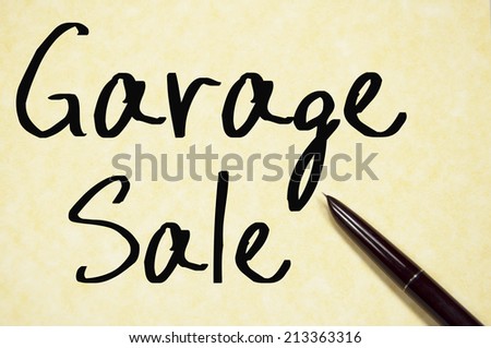 garage sale text write on paper 