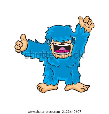 Illustration Yeti mascot with smile face character simple style