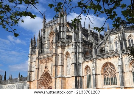 Batalha Monastery. Medieval gothic church in Portugal. UNESCO World Heritage Site. Portuguese landmark.