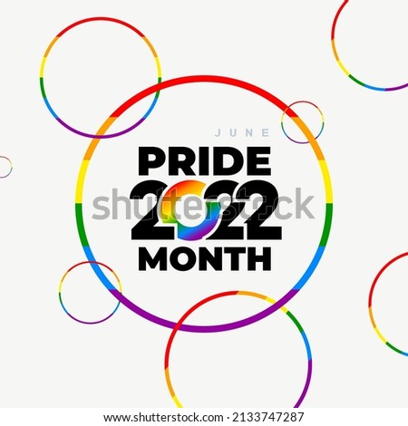 LGBT Pride Month 2022 concept. Freedom rainbow flag. 2022 Gay parade annual summer event. Love, freedom, support, peace flat. Vector illustration. Isolated on white background. Royalty-Free Stock Photo #2133747287