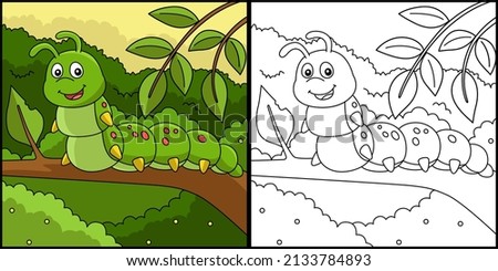 Caterpillar Coloring Page Colored Illustration