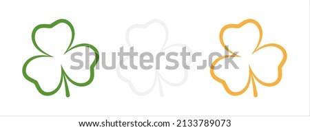 Set of shamrocks in Irish flag colors. Green, white and orange clovers. Decorative elements for St. Patrick's Day design. Vector illustration