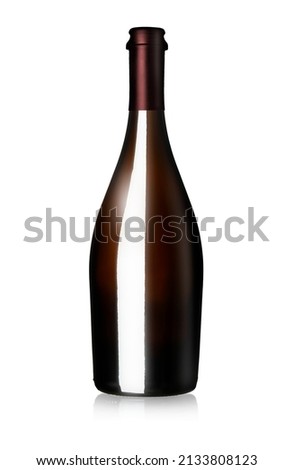 Red wine bottle isolated on a white background. With clipping path