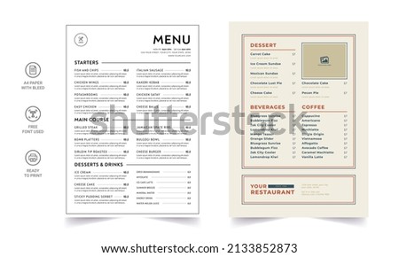 Fast food menu. Restaurant fast food cafe menu template flyer. Fast food restaurant menu board vector template.  Fast food restaurant menu board vector template.