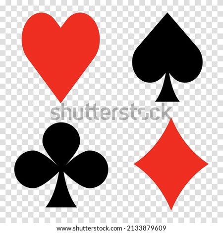 Set of playing card suits isolated on white background. Poker card suits. Four poker plaing cards Royalty-Free Stock Photo #2133879609