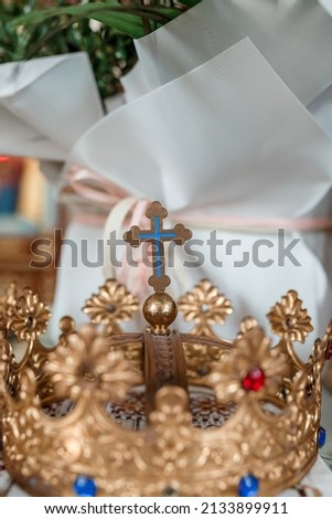 Wedding decoration in the church, candles, blurred background