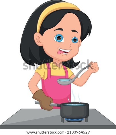 cute girl cooking in the kitchen