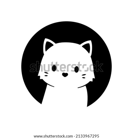 cute silhouette cat character vector